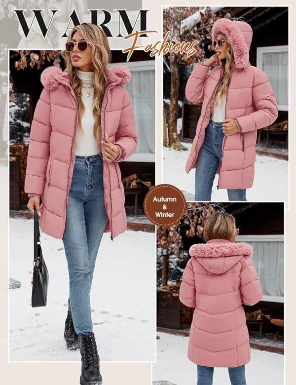 DEVO - Manteau d'hiver long pour femme avec doublure en polaire pour plus de chaleur et de confort, et capuche amovible en fourrure – Image 5