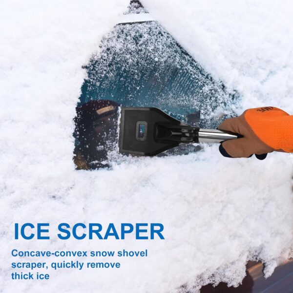 Kit de pelle à neige rétractable 3 en 1 avec grattoir à glace et brosse à neige pour glace, neige, allée de voiture avec sac de rangement et gants – Image 2