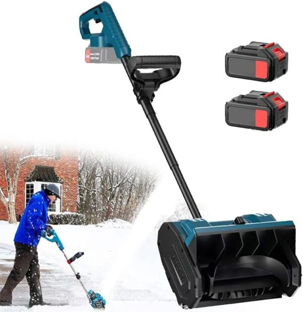 Pelle à Neige électrique, Pelle à Neige sans Fil avec 2 Batteries, Largeur de Nettoyage 32 cm, avec Direction réglable et Poteau télescopique, Distance de Projection de 25', pour Le déneigement