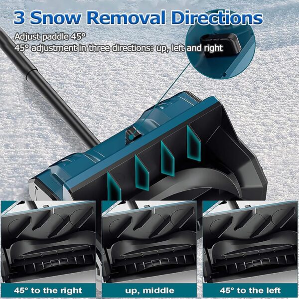 Pelle à Neige électrique, Pelle à Neige sans Fil avec 2 Batteries, Largeur de Nettoyage 32 cm, avec Direction réglable et Poteau télescopique, Distance de Projection de 25', pour Le déneigement – Image 6