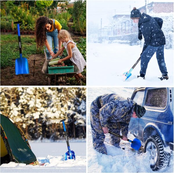 Overmont Pelle à neige pliable en aluminium – Utilitaire à neige légère avec grattoir à glace et sac de transport Tailles 81,3 et 106,7 cm – Image 4