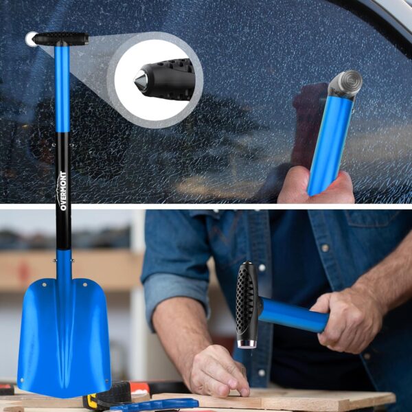 Overmont Pelle à neige pliable en aluminium – Utilitaire à neige légère avec grattoir à glace et sac de transport Tailles 81,3 et 106,7 cm – Image 3