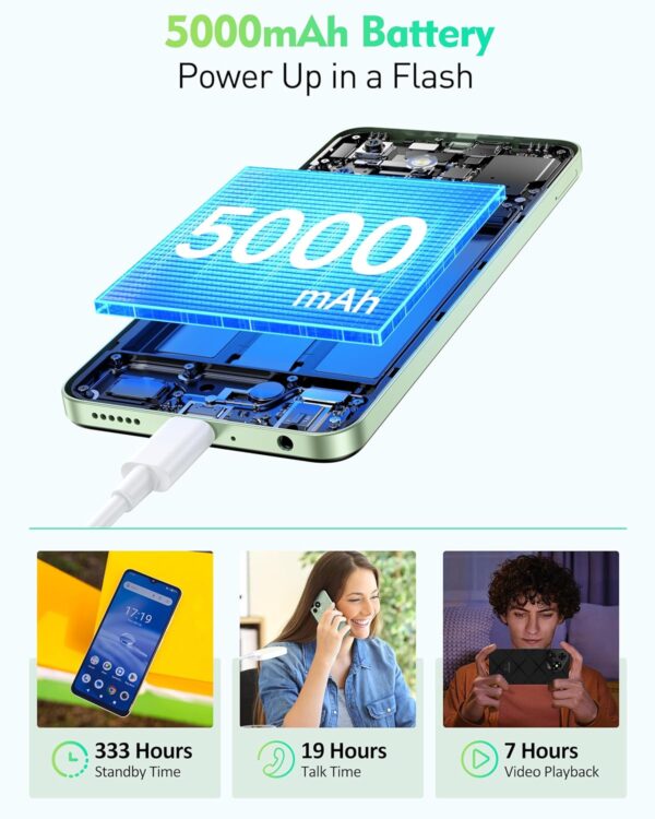 Téléphone portable débloqué Canada, Ulefone Note 19, Android 14 Go, Octa-core, 3 + 32 Go (512 Go étendu), 6,6" HD+, 8 MP + 5 MP, 5000 mAh, Global 4G LTE, 3 emplacements pour cartes/déverrouillage – Image 5
