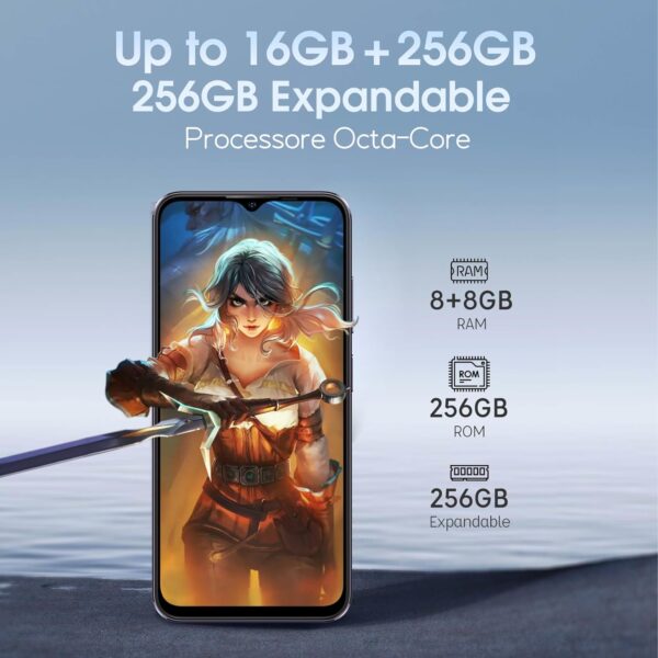 Ulefone Note 16 Pro (16 Go + 256 Go), smartphone débloqué Android 13, appareil photo principal 50 MP, écran HD+ Waterdrop de 6,5", processeur 8 cœurs, batterie 4400 mAh, téléphone portable débloqué – Image 8
