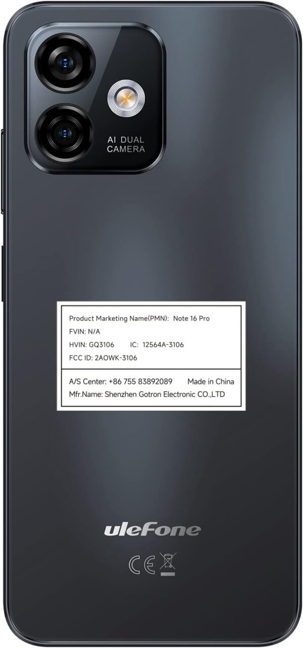Ulefone Note 16 Pro (16 Go + 256 Go), smartphone débloqué Android 13, appareil photo principal 50 MP, écran HD+ Waterdrop de 6,5", processeur 8 cœurs, batterie 4400 mAh, téléphone portable débloqué – Image 4
