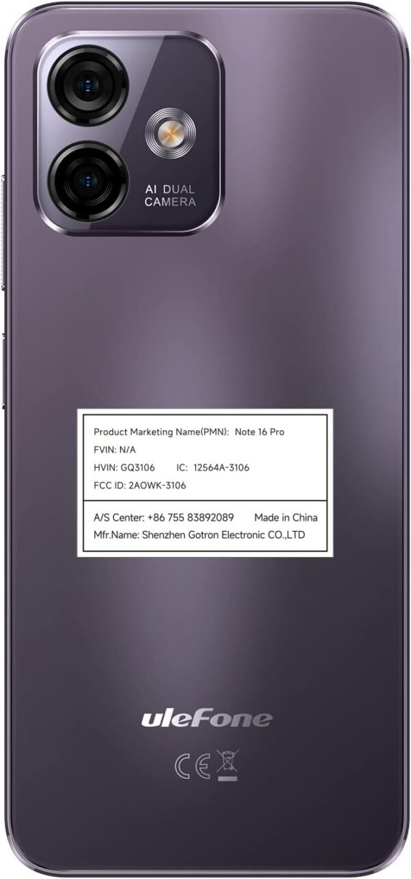 Ulefone Note 16 Pro (16 Go + 256 Go), smartphone débloqué Android 13, appareil photo principal 50 MP, écran HD+ Waterdrop de 6,5", processeur 8 cœurs, batterie 4400 mAh, téléphone portable débloqué – Image 2